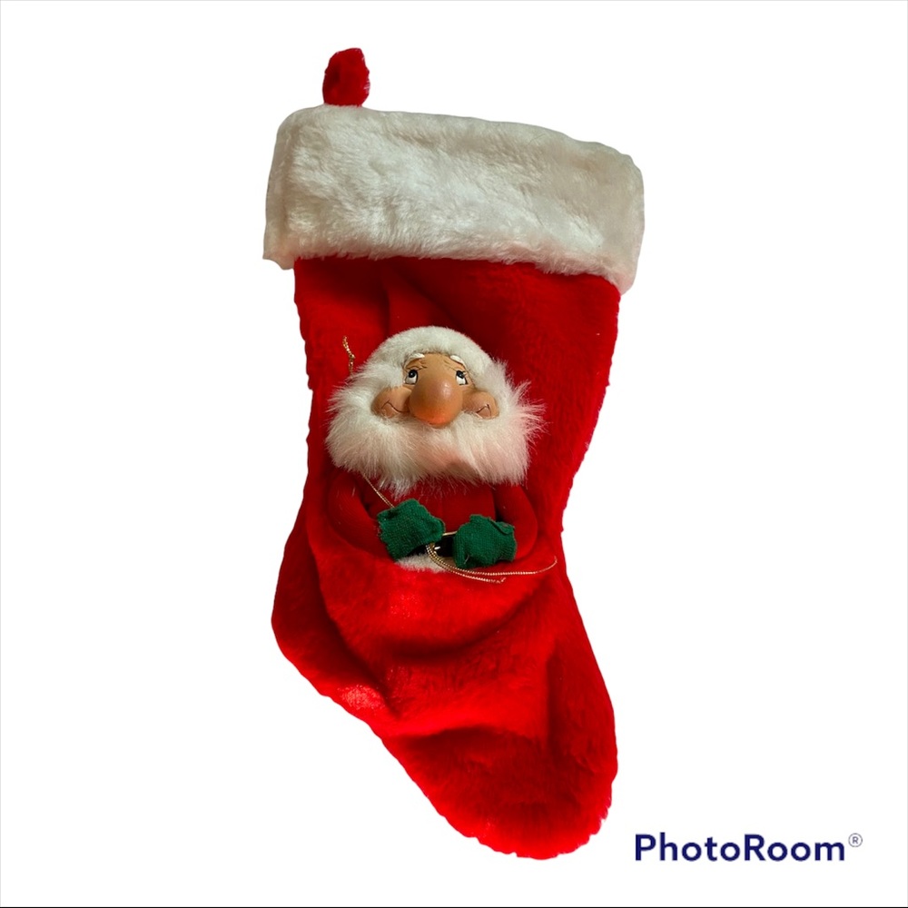 Vintage Rennoc Santa’s Best Santakins Christmas Ornament Plush Stocking RARE